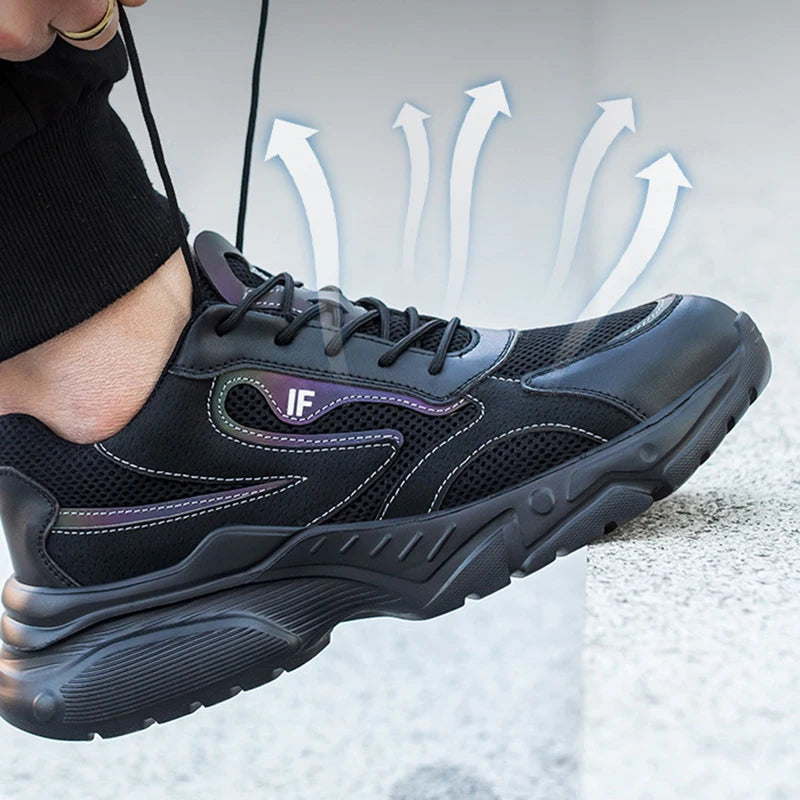 Men's Safety Shoes Working Protective Shoes Steel Toe Anti Smash/Anti Piercing Work Shoes Men Knit Sports Running Sneakers