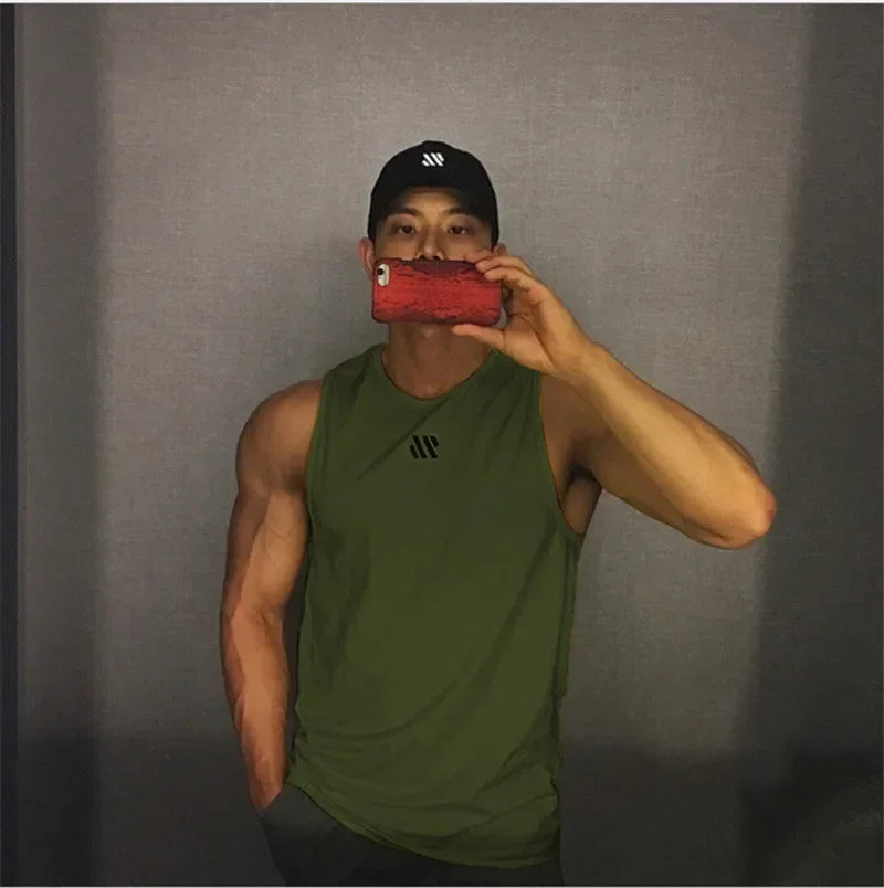 Mens fitness gyms Tank top men Fitness sleeveless shirt Male mesh breathable/Sports vest Undershirt Gyms Running vest men