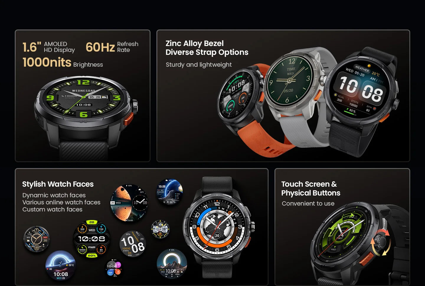 HAYLOU Solar Ultra GPS Smart Watch 1.6” AMOLED Display 60Hz Refresh Rate/Bluetooth Calls 5ATM Water Resistance Sports Smartwatch