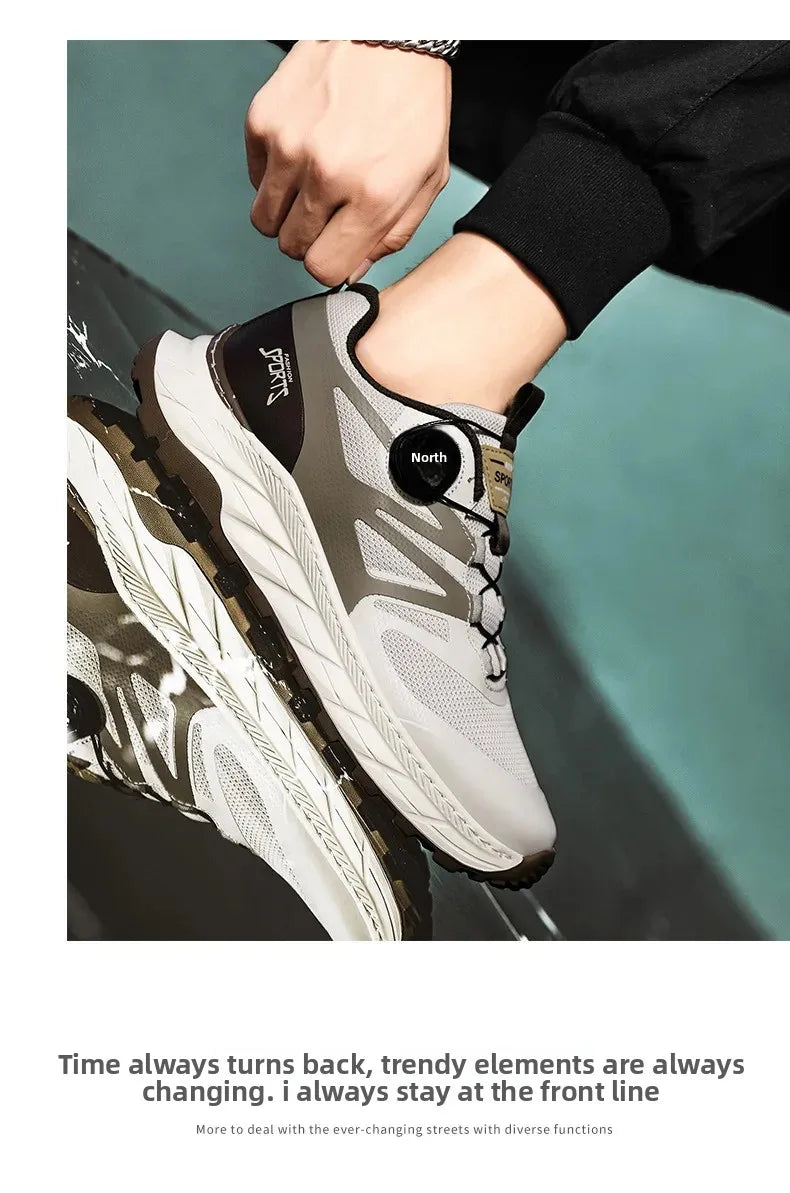 Spring Summer Thin Automatic Buckle Trail Running Shoes Casual/Function Hiking Breathable Outdoor Sports Trendy Footwear