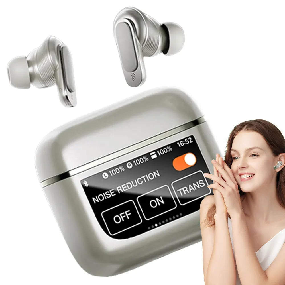 V8 Earphones Bluetooth 5.3 LCD Touch Screen Wireless Headphones/ANC Headset Cancellation Headphones 6Mic ENC HD Call TWS Earbuds