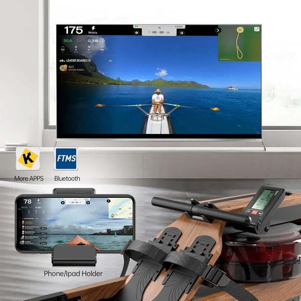 Home Use Foldable Rowing Machine with Bluetooth Monitor and Tablet Holder/JOROTO Water Rowing Exercise Equipment