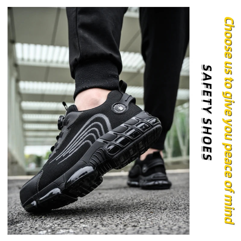 Steel toe cap, non-lacing, anti-impact/and anti-puncture casual work shoes