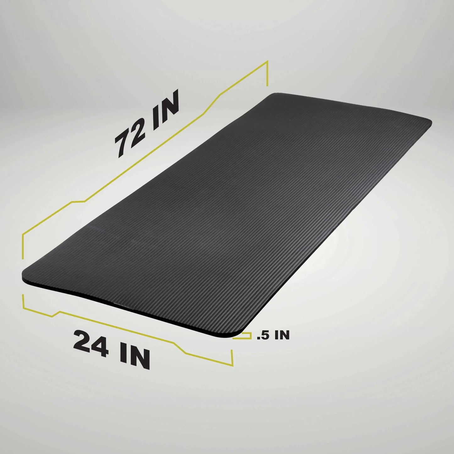 All-Purpose 12mm Thick Exercise Mat, 72x24 Inch NBR Foam/Non-Slip Yoga Mat with Carry Strap, for Home Gym, Fitness, Black