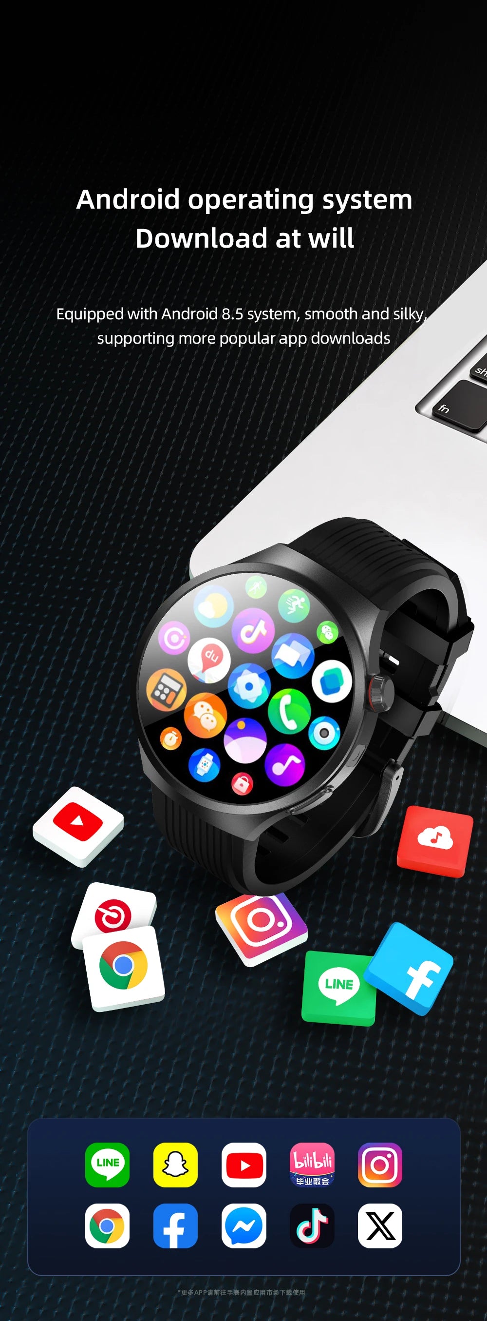 GoldenSpike 4G Full Netcom Smartwatch 1.75inch Amoled Android Smart Watch/With 8MP Camera Video Calling Sim Card Google Play