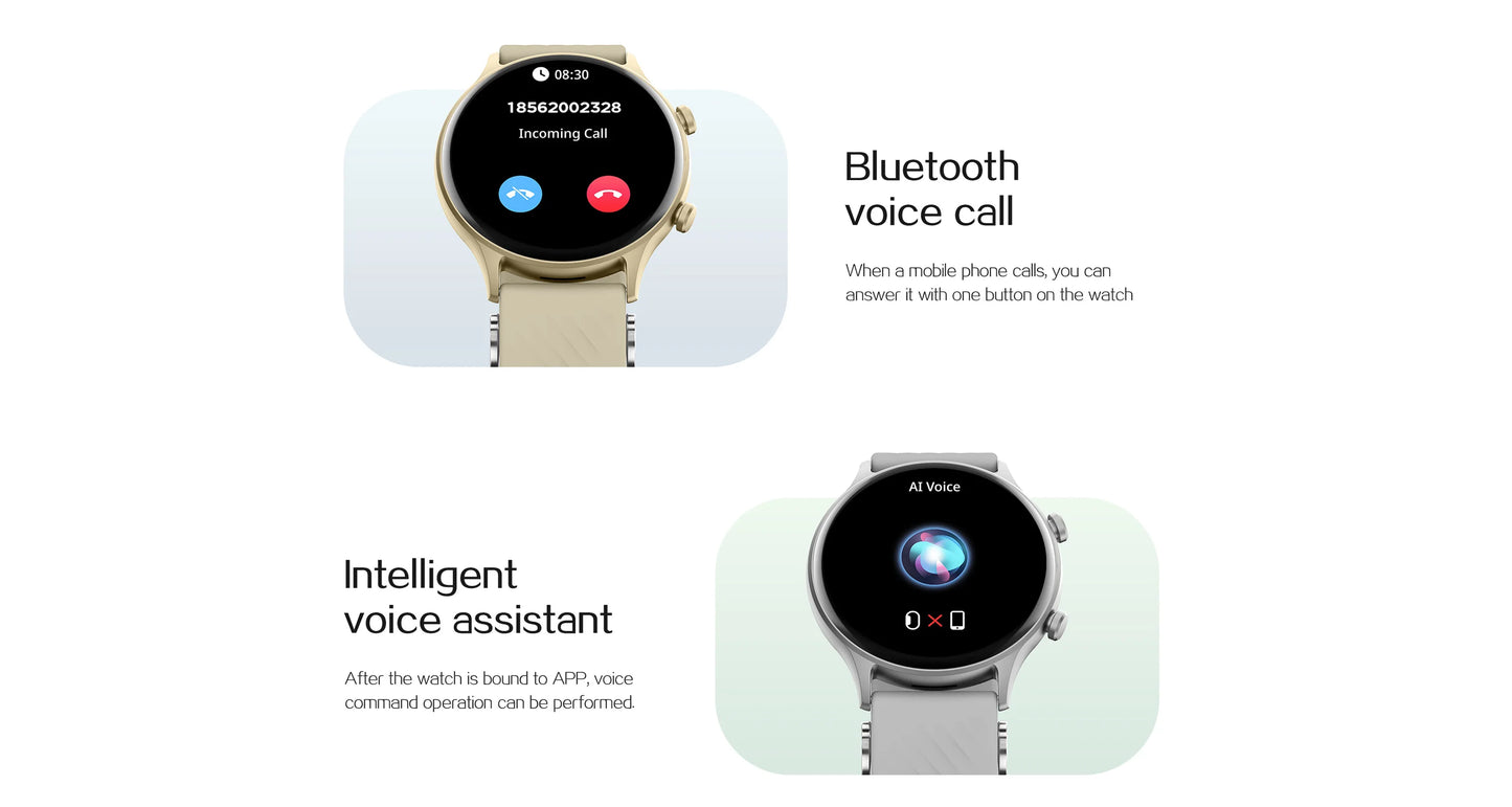 LIEFBEE Round smartwatch can answer/make calls, over 100+ Sportports modes/heart rate sleep monitoring step counting