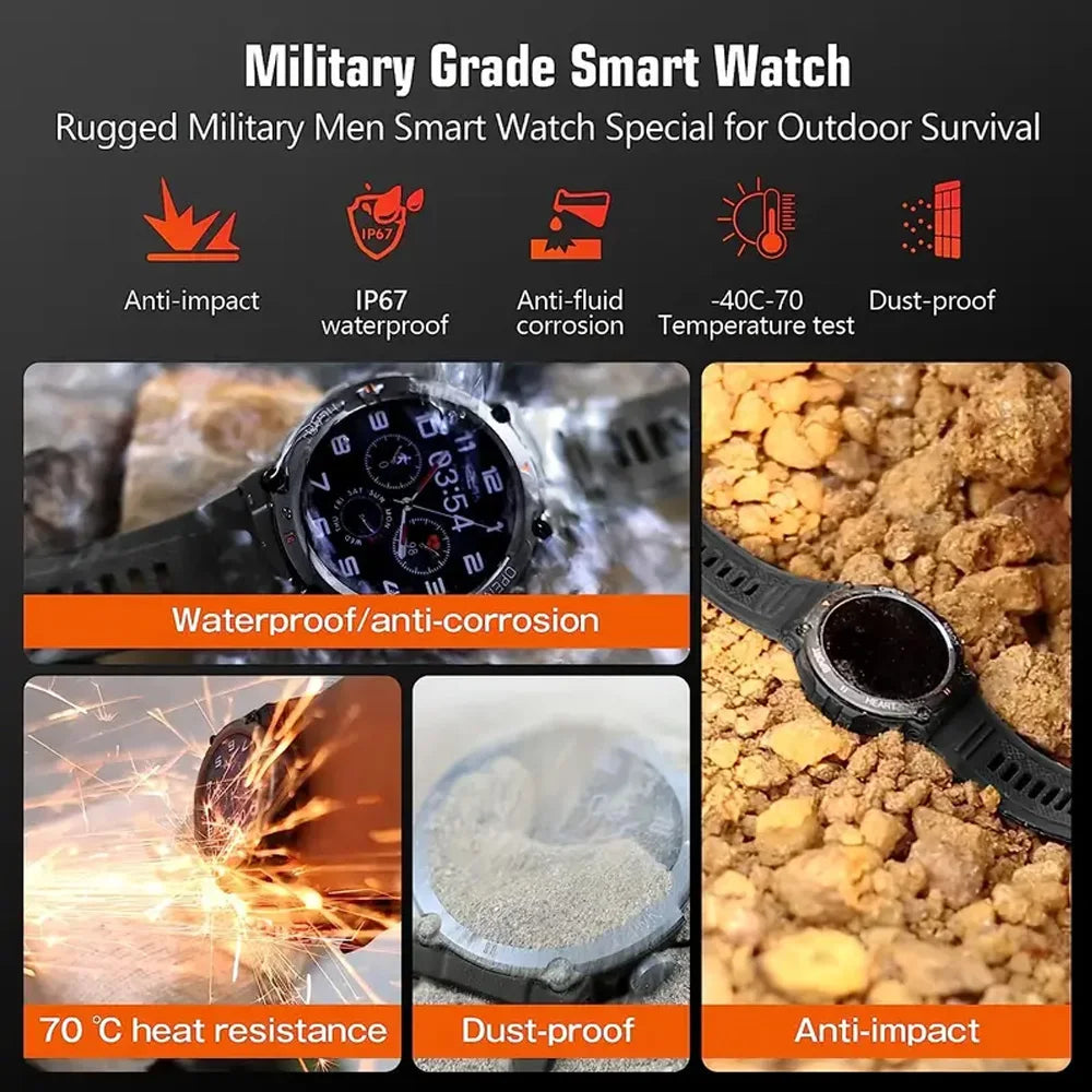 SENBONO Men's Smart Watch Big Screen Bluetooth Call 400mAh Military/Outdoor Sports Fitness Tracker Smartwatch Men Women K56