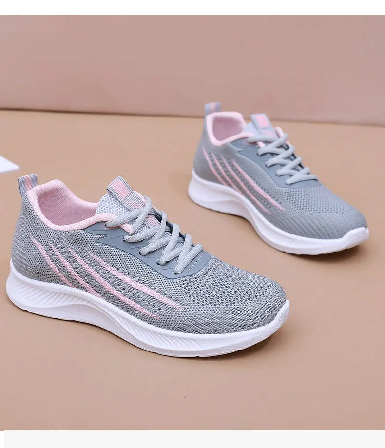 Women's Lightweight Running Shoes Summer Breathable Lace-Up/Gym Walking Training  Cushioned Sole Non Slip Fatigue Relief Casual