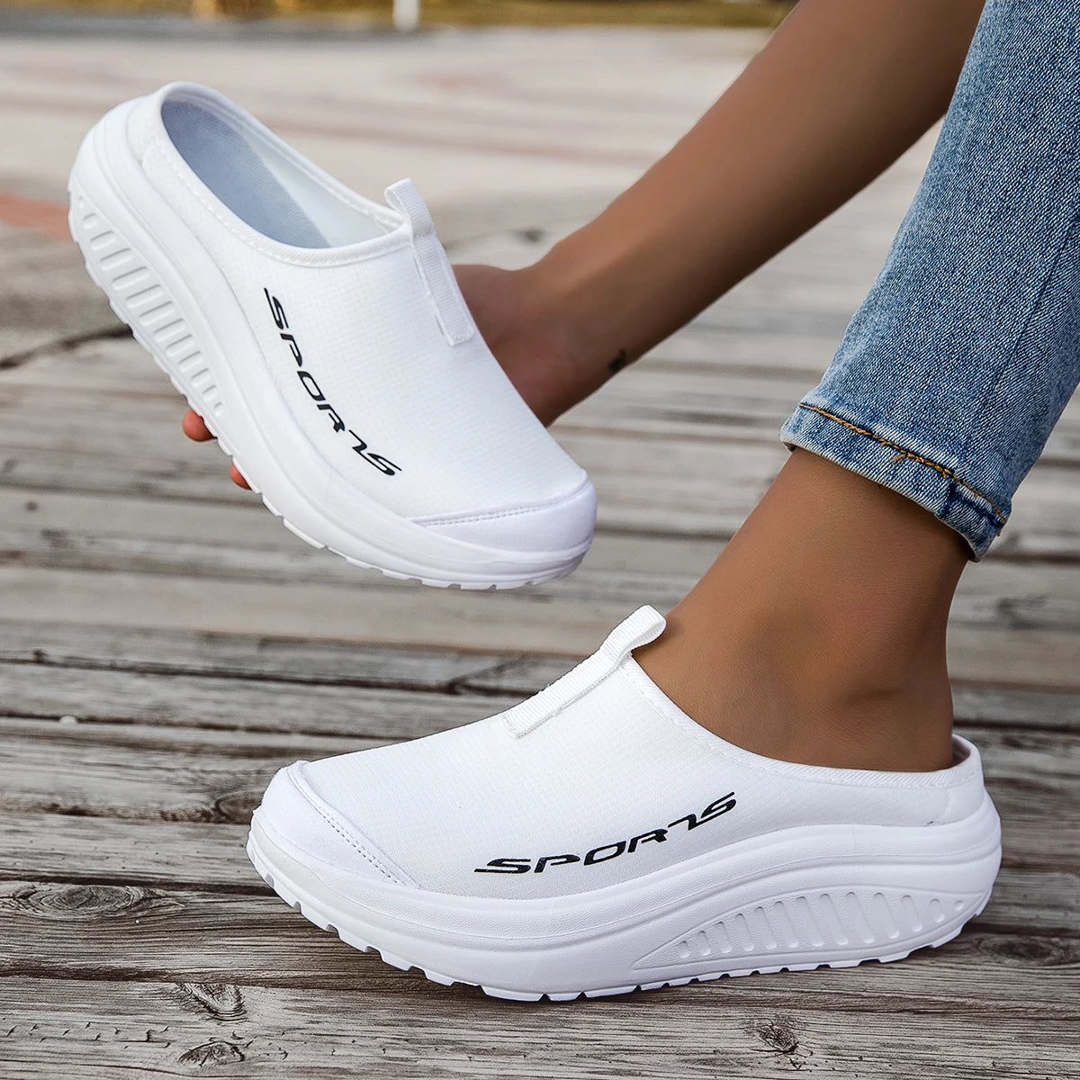 Summer women's one foot sports shoes breathable thin mesh lazy shoes/toe cap half drag sandals women's style