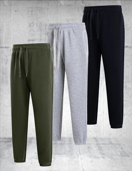 3 pieces of men's solid color casual sports pants/breathable lightweight suitable for daily wear