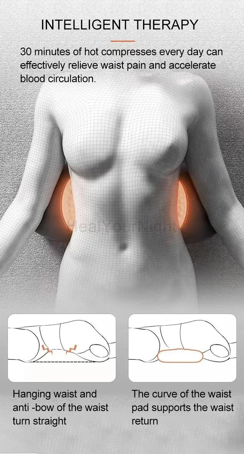 Okayso Waist Pillow Back Massage Protection Pad Lying Flat Waist Relief/Waist Support Heating Vibrating Back Massager
