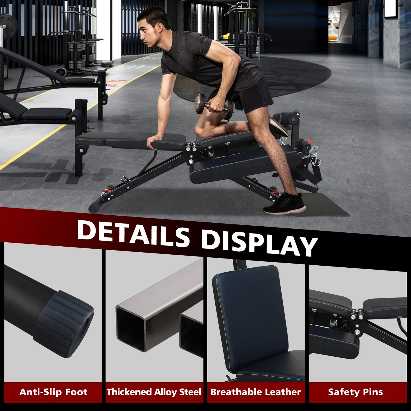 Multifunctional fitness chair adjustable full body strength training/ bench quick folding weight bench