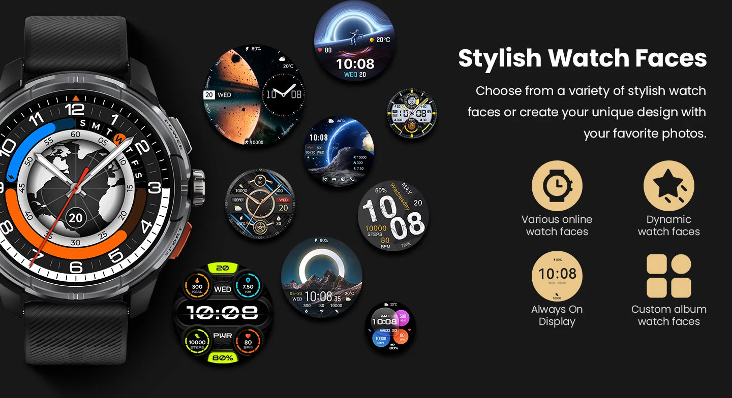 HAYLOU Solar Ultra GPS Smart Watch 1.6” AMOLED Display 60Hz Refresh Rate/Bluetooth Calls 5ATM Water Resistance Sports Smartwatch
