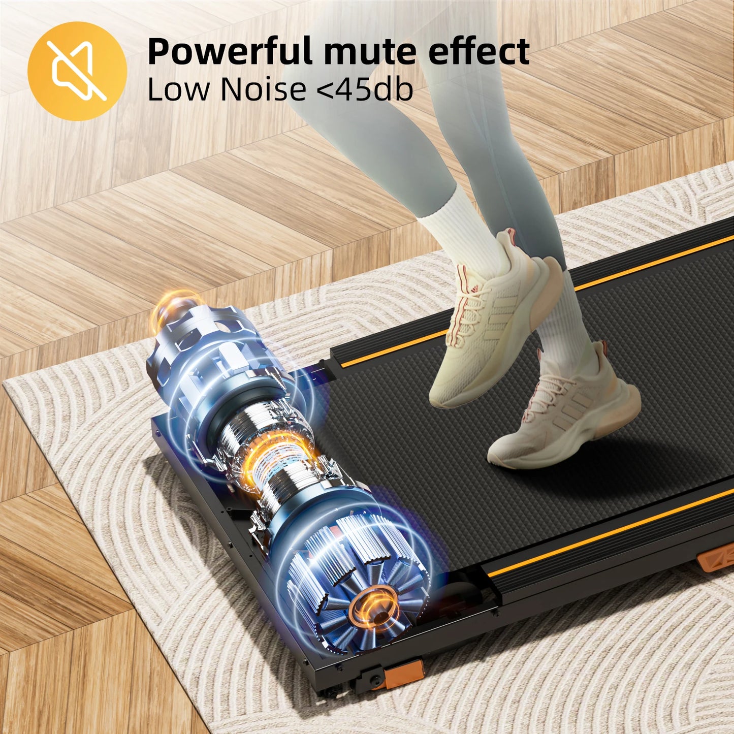 Under Desk Treadmill, Incline Walking Pad Treadmill 330lbs Capacity/2.5HP Portable Treadmills for Home Compact Treadmill Mini