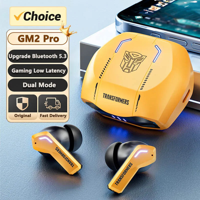 Ship From US Transformers TF-T06 Bluetooth Earphones Gaming Headset/Low Latency with Mic Headphones HD Call Wireless Earbuds