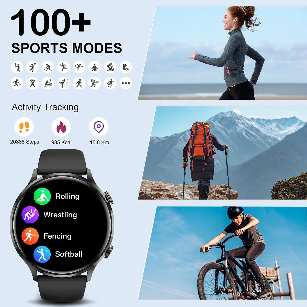 Body Temp Monitor Smartwatch for Women/ Men, 1.39'' HD Touch Screen/with Sleep Monitor/ IP67 Waterproof / 100+Sports/ SMS Alerts
