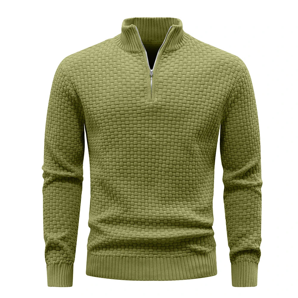 Men's Sweater Spring Outer Wear Quarter Zip Sweaters Polo Zip Pullover/Cable Knit Mock Neck Turtleneck Top US Size