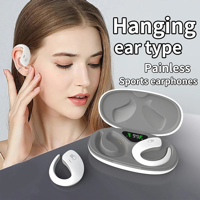 Open Ear Bluetooth Headphones 30 Hours Playtime/True Wireless Earbuds with Ear Hook Air Conduction Clear Calls Waterproof