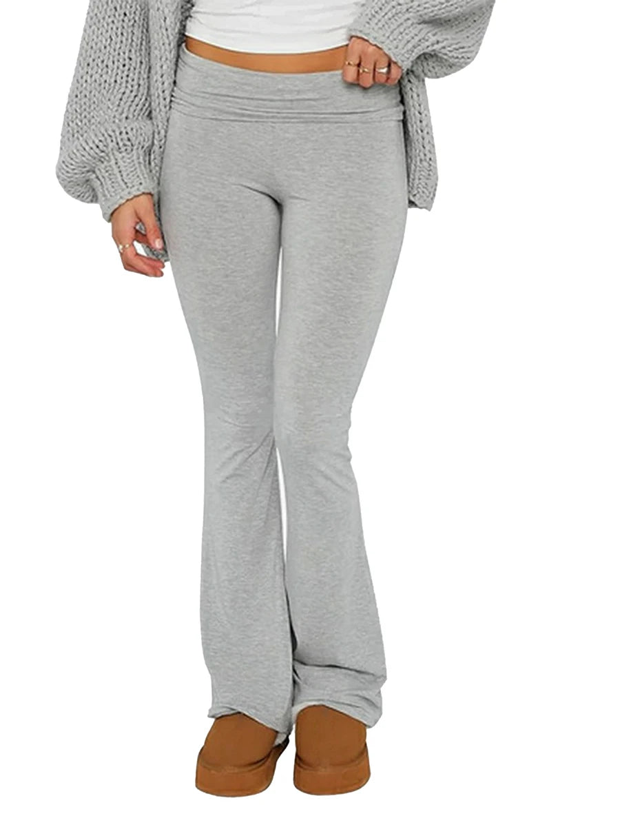 Women s Spring Summer Bell Bottom Pants/High Waisted Stretch Solid Color Flared Women Pants