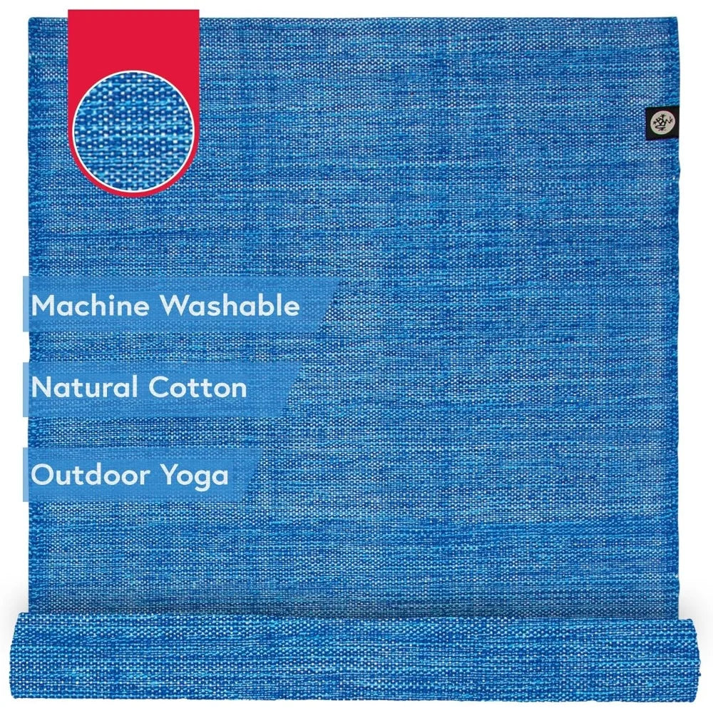 Foldable and Machine Washable Outdoor Yoga and Meditation Rug/Manduka Shala, Natural Cotton, Handcrafted, 71 x 26