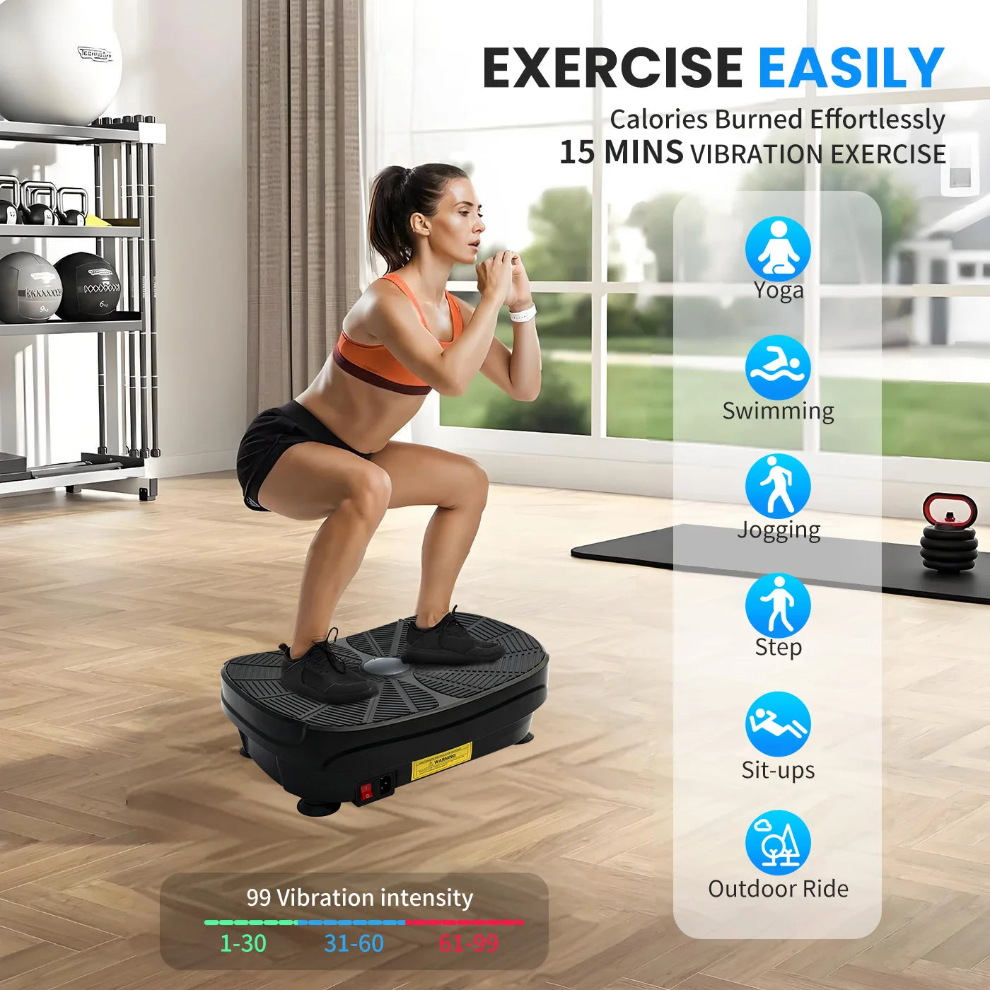 Vibration Plate Exercise Machine Whole Body Workout Power Vibration Shake Platform/Fitness Lazy Slimming Resistance Bands
