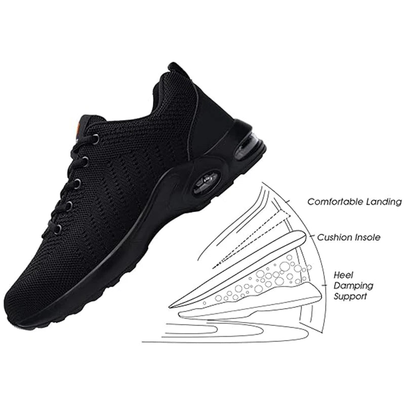 LARNMERN Steel Toe Shoes for Men Lightweight Non Slip Safety Shoes/Breathable Ladies Work Sneakers Arch Support Shoes