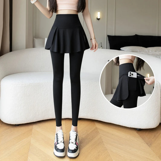 Women Fake Two Pieces Leggings Seamless Fitness Leggings High Waist/with Pocket Elastic Slim Fashion Hip Lifting Yoga Pants