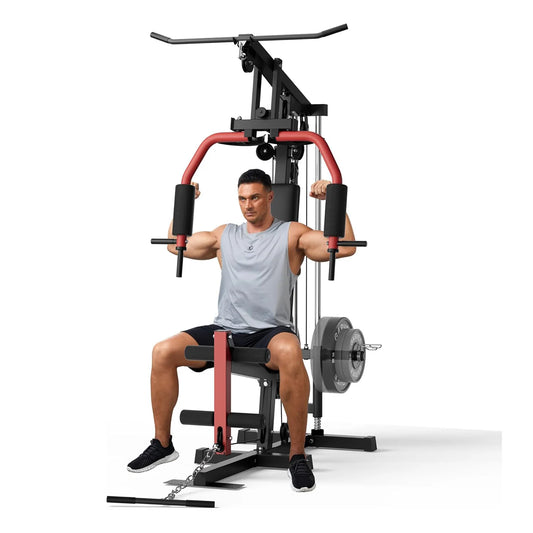 Home Gym Machine Full Body Workout Equipment with Pulley System/Leg Press Support for Strength Training Workout Station