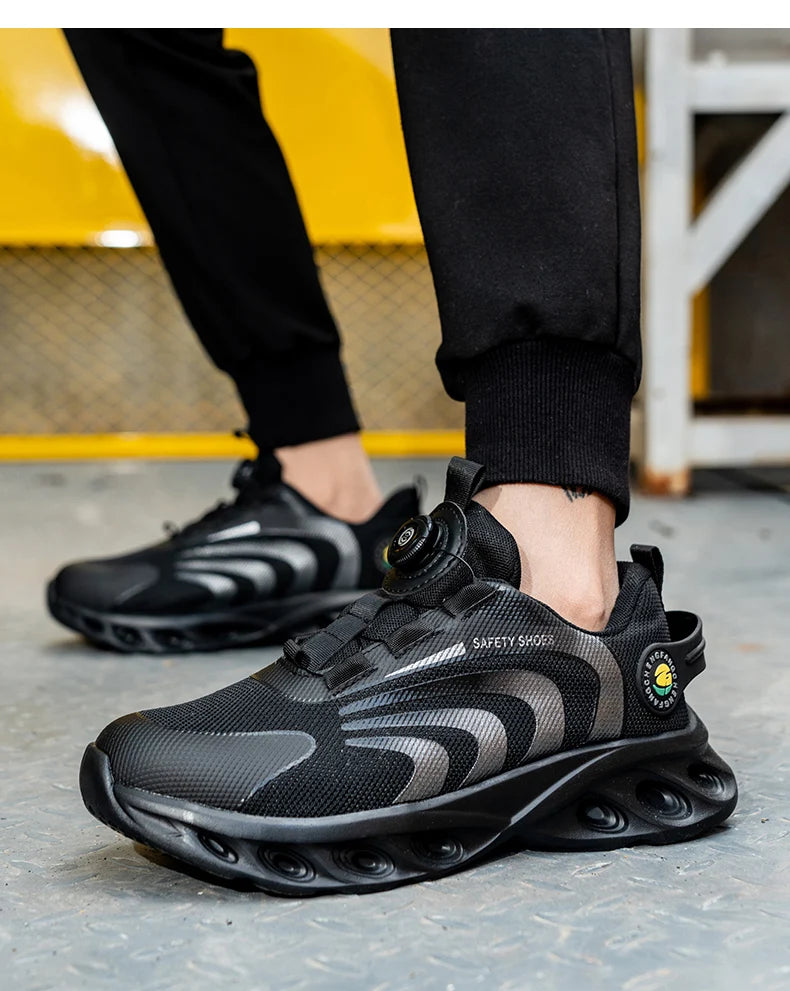 Lace-free, breathable, lightweight and comfortable/anti-smashing and anti-puncture safety shoes