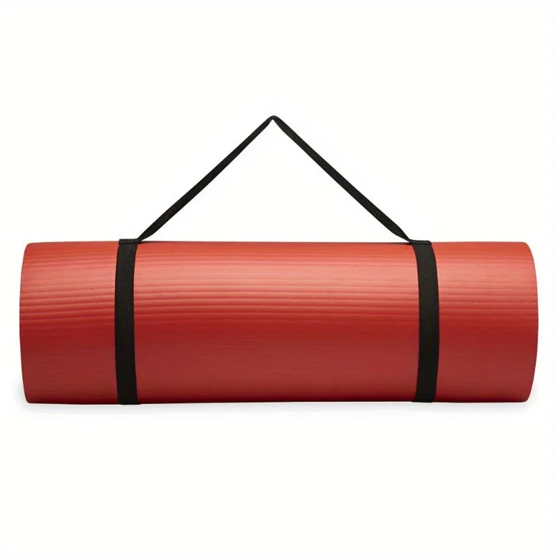 Fitness Yoga Mat, Red, Multi-Use, 72" x 24"/Helps maintain comfort during floor exercises with straps