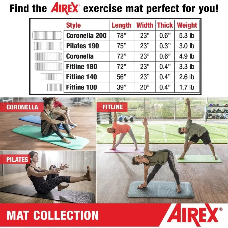 AIREX Pilates 190 Exercise Mat Pilates for Yoga Physical Therapy/Rehabilitation Balance & Stability Exercises