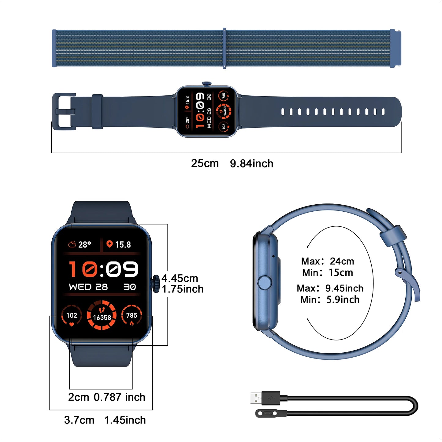 Blackview 1.85” Full Touch HD Smartwatch Bluetooth Calling Smart Watch/Voice Assistant with 100+ Sports Fitness Tracking