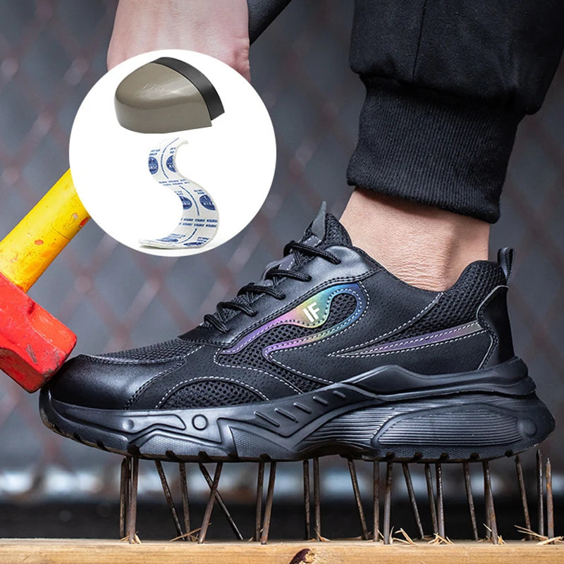 Men's Safety Shoes Working Protective Shoes Steel Toe Anti Smash/Anti Piercing Work Shoes Men Knit Sports Running Sneakers