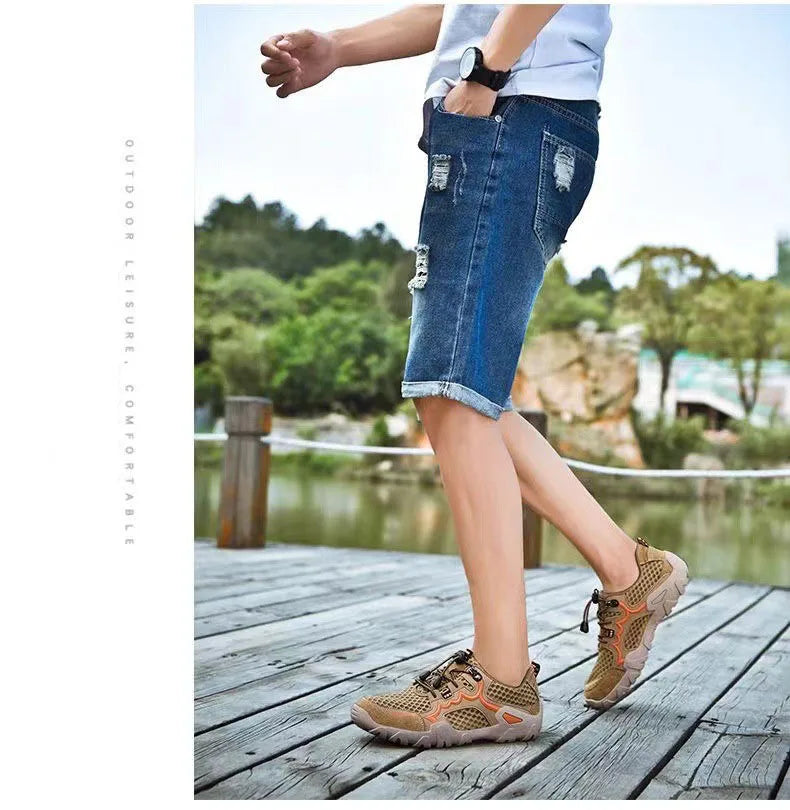 Oulylan Summer Breathable Men Hiking Shoes Mesh Outdoor Men/Climbing Shoes Men Sport Shoes Quick-dry Water Shoes