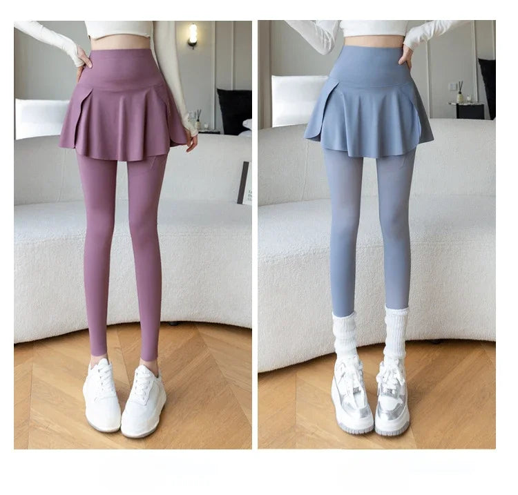 Women Fake Two Pieces Leggings Seamless Fitness Leggings High Waist/with Pocket Elastic Slim Fashion Hip Lifting Yoga Pants