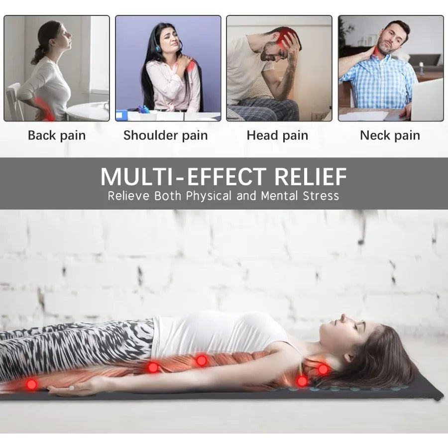 Extra Long Yoga Acupressure Mat Set for Back and Neck Pain Relief/Large Magnetic Acupressure Body Mat with Pillow