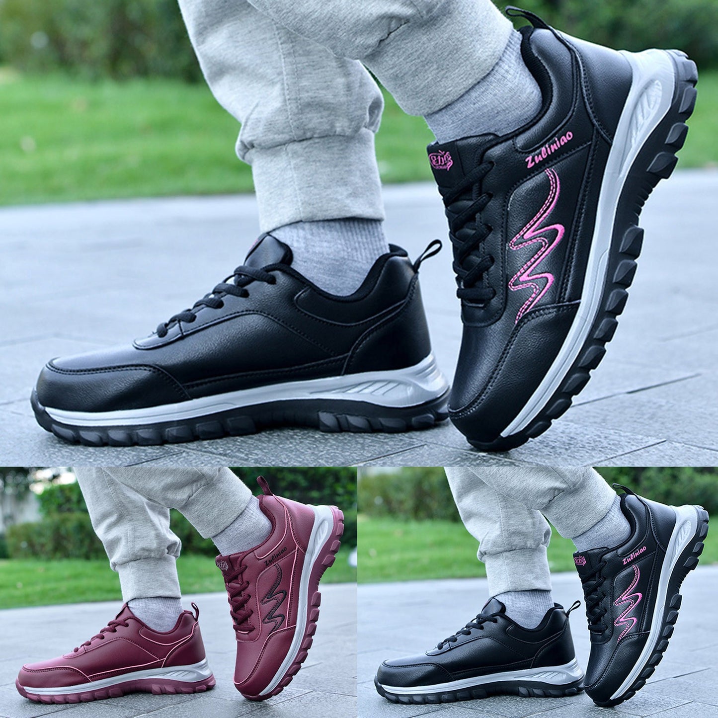 Fashion Autumn Women Sports Shoes Flat Non Slip Waterproof Lace Up/Simple Texture Design Casual Style Breathable Sports Sneakers