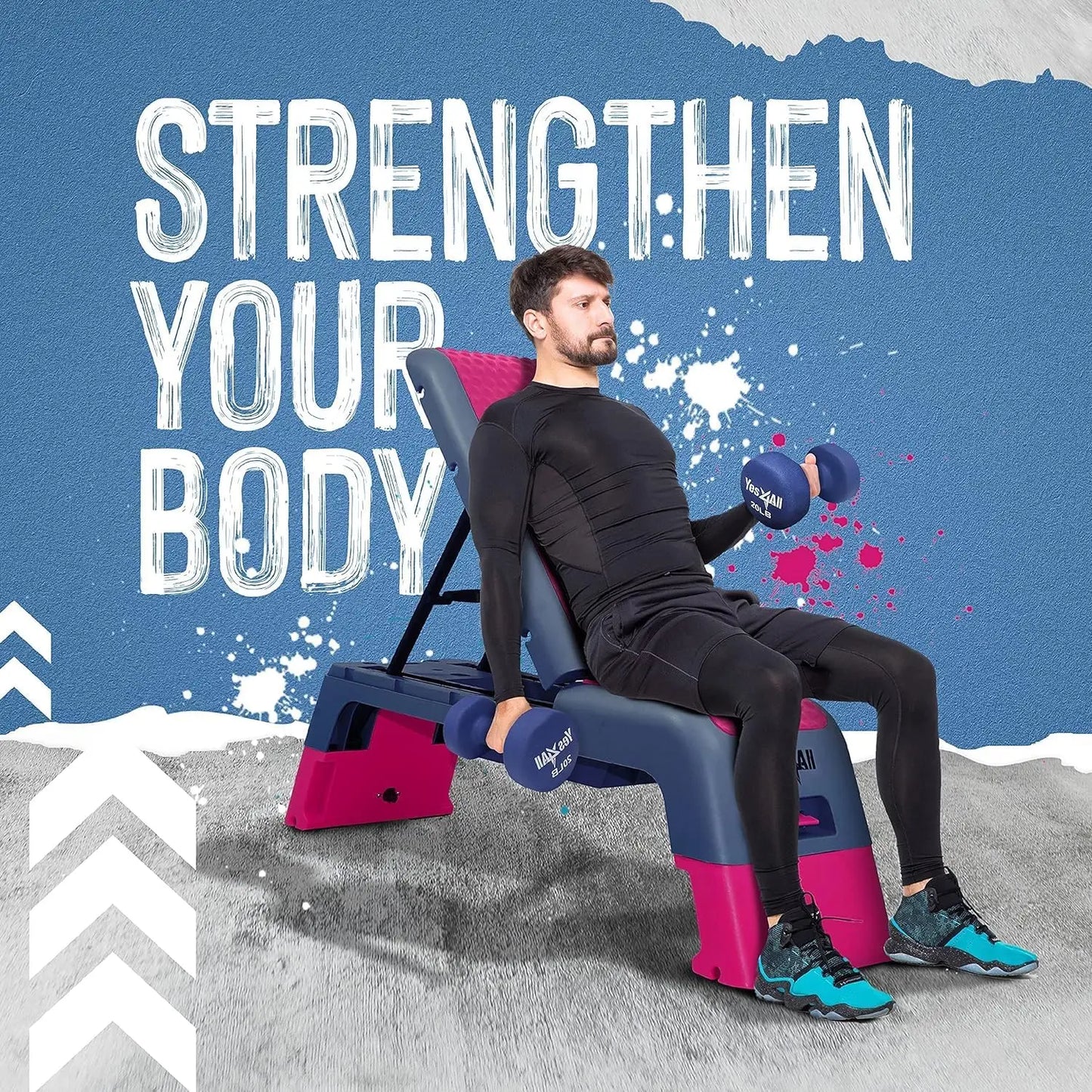 Multifunctional Aerobic Deck Versatile Fitness Station/Weight Bench Aerobic Stepper Plyometrics Box for Cardio Workouts