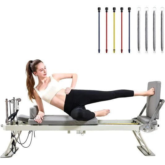 Pilates Reformer Foldable Pilates Reformer Home Gym Equipment/Core Pilates Bed for Home Workouts with Dual Resistance