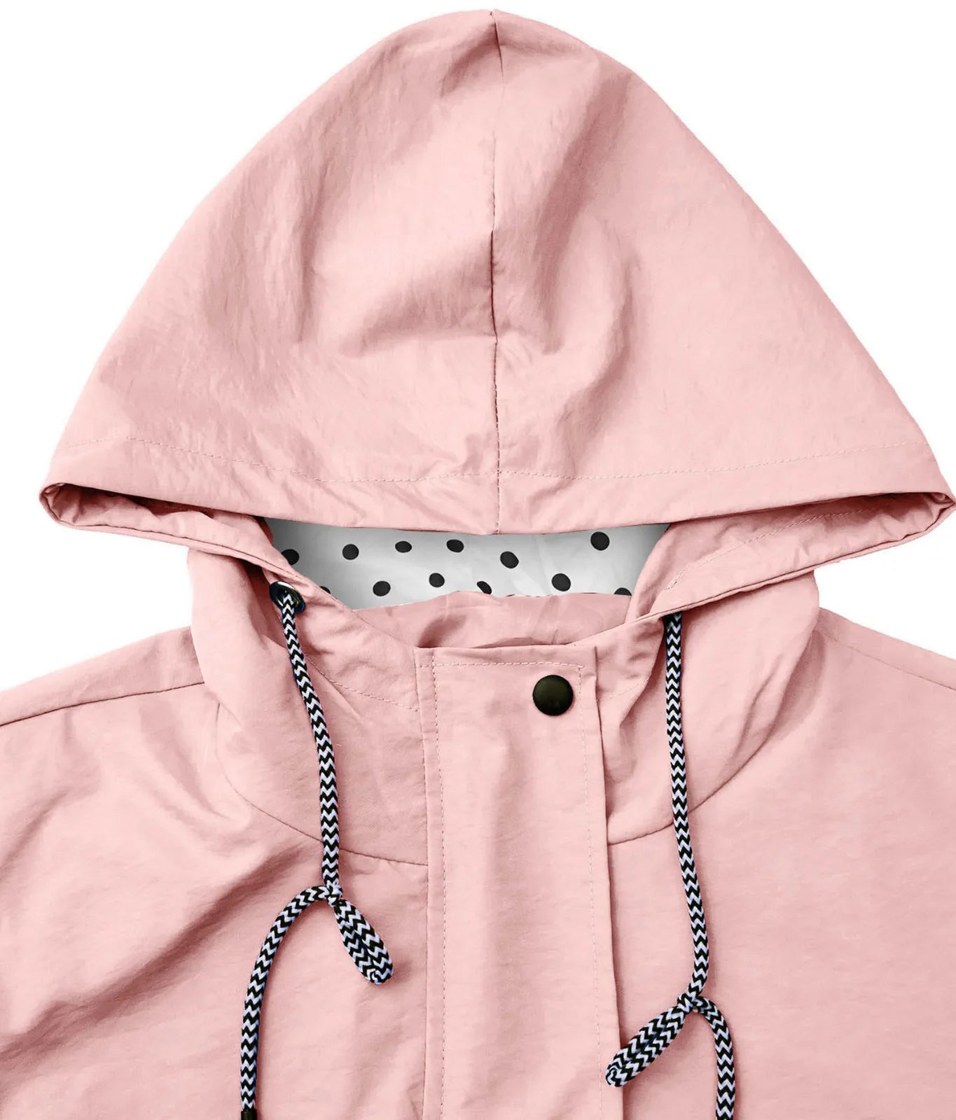Women's New Rain Jacket With Dot Print/Hat Lightweight Long Sleeve Waterproof