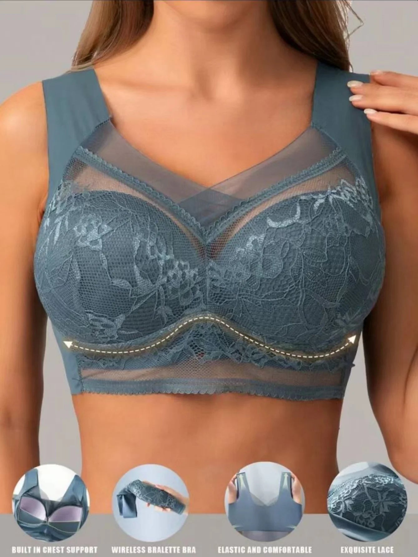 3-piece seamless lace bra set for women, wireless sports bra, push up bra/chest bra women's bra women's wireless bra