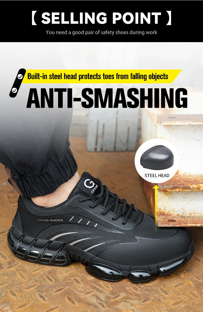 Breathable lightweight and comfortable/anti-smash and anti-puncture safety shoes