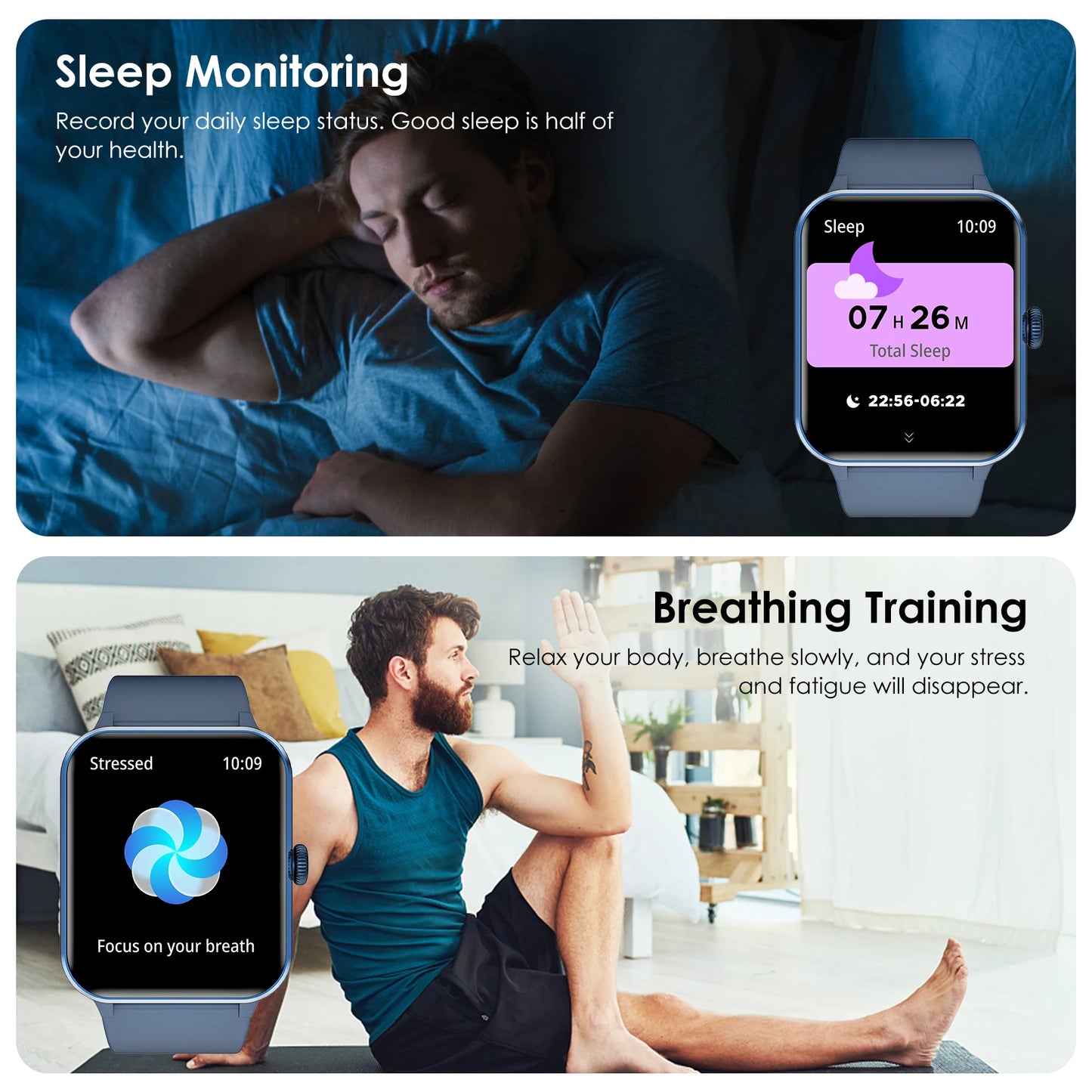 Blackview 1.85” Full Touch HD Smartwatch Bluetooth Calling Smart Watch/Voice Assistant with 100+ Sports Fitness Tracking