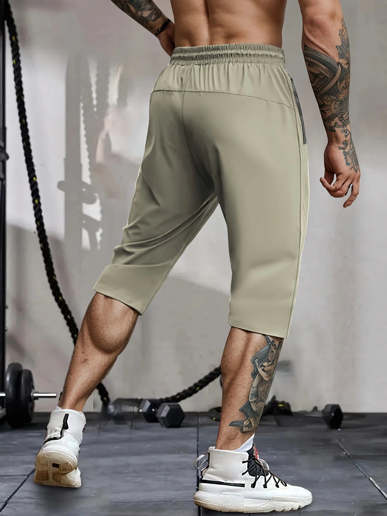 Men High Elasticity Summer Casual Shorts Drawstring Pockets/Breathable Nylon Lightweight Stretchy Athletic Wear