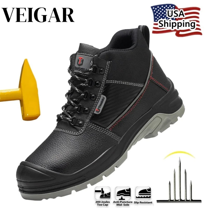 Steel Toe Shoes watperpoof work shoes Men Anti-puncture/Steel Toe Non Slip Work Outdoor Male Boots