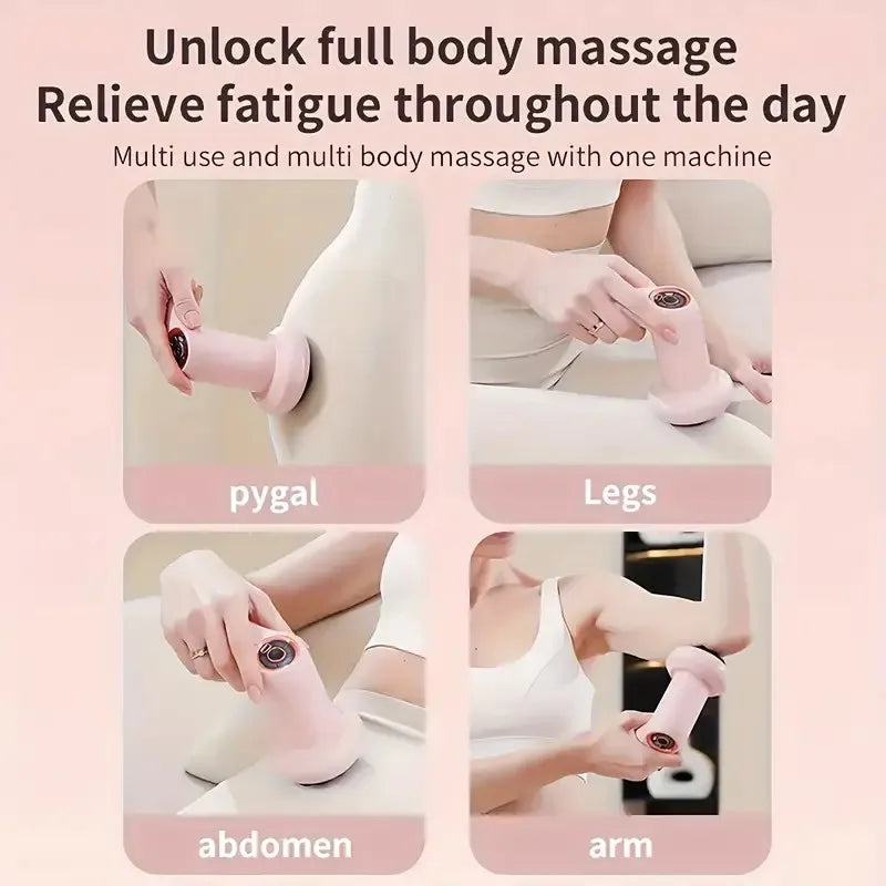 Portable Massage Gun Multifunctional Massager with 5 Massage Heads/USB Charging and Fat Pushing Machine White Suitable for Body