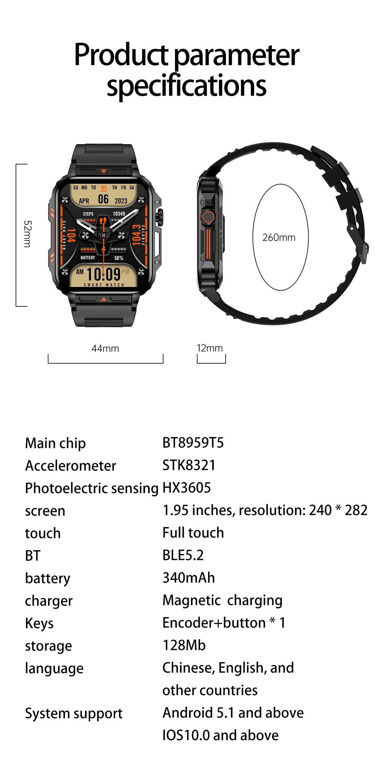 SENBONO Military Smart Watch Bluetooth Call 24/7 Heart Rate Monitor/IP68 Waterproof 100+ Sport Mode Smartwatch for Men Women