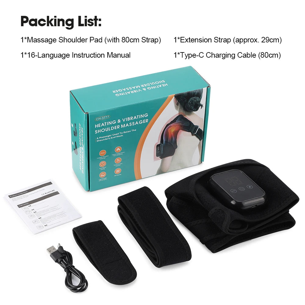  Electric Heating Shoulder Vibration Massage Back Shoulder Support Brace/Adjustable Shoulder Massager For Muscle Relaxation