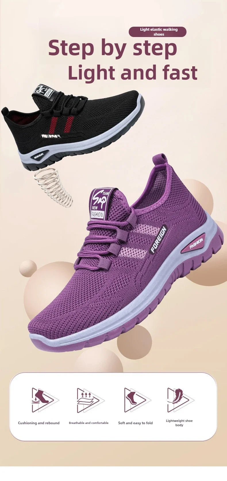 Spring Fashion Women's Shoes High quality Anti slip and Wear resistant/Sports Shoes Mesh Breathable Walking Shoes Designer