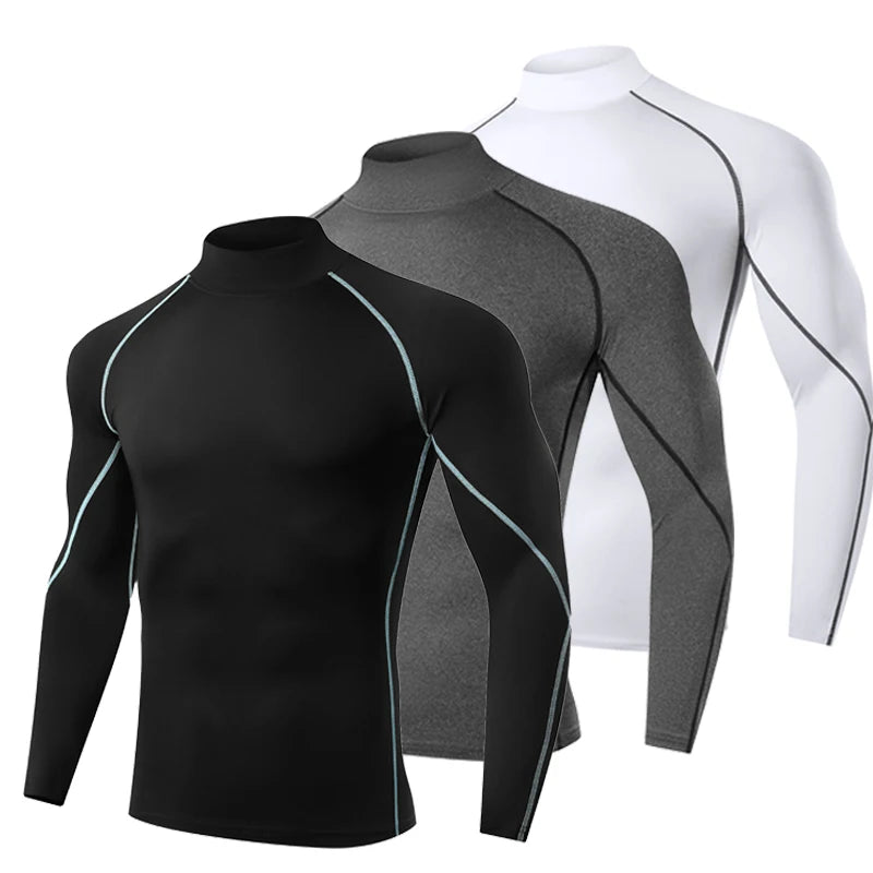Men Running T shirt Quick Dry Bodybuilding Sport Shirt Long Sleeve/Compression Top Fitness Tight Rash Guard Gym T-Shirt Men